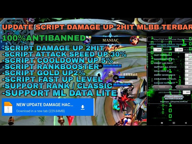 UPDATE SCRIPT DAMAGE UP 2HIT  ALL HERO 100WORKING MOBILE LEGENDS TERBARU2024 class=