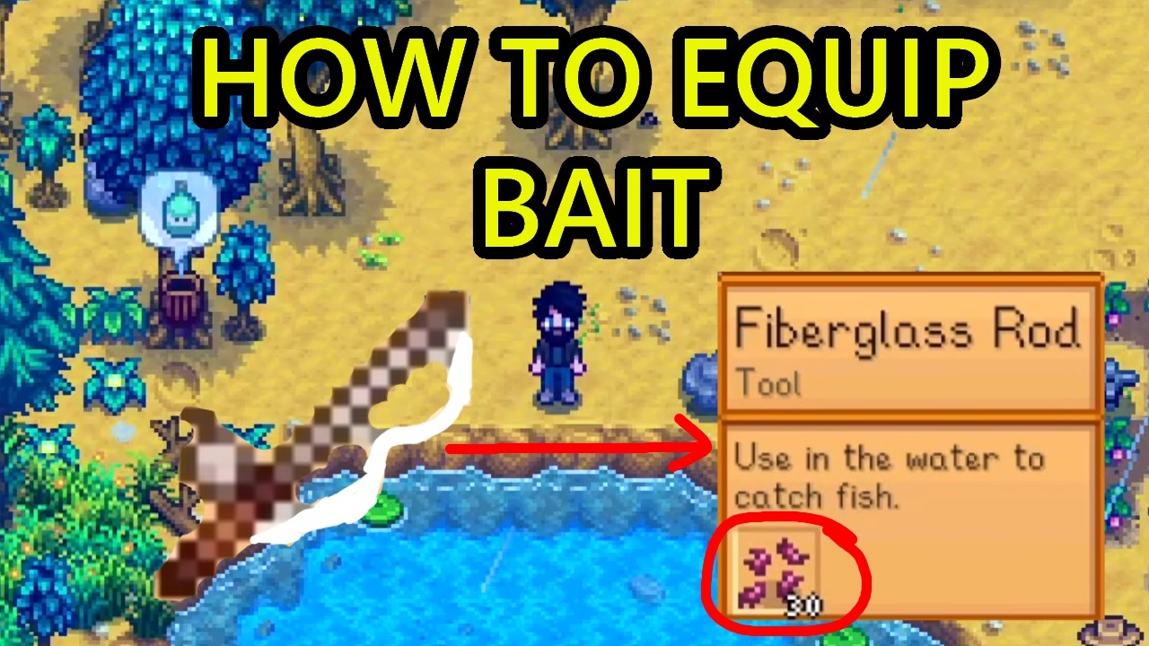 Stardew Valley How to Use Bait. How to Equip Bait to Fishing Rod in ...