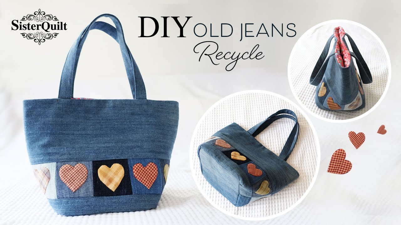 DIY Old Jeans Recycle | Tote Bag | Tutorial - YouTube
