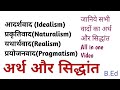 सभी वादों का अर्थ और सिद्धांत|| आदर्शवाद,प्रकृतिवाद,यथार्थवाद,प्रयोजनवाद || B.Ed. ,D.El.Ed.,UPTET