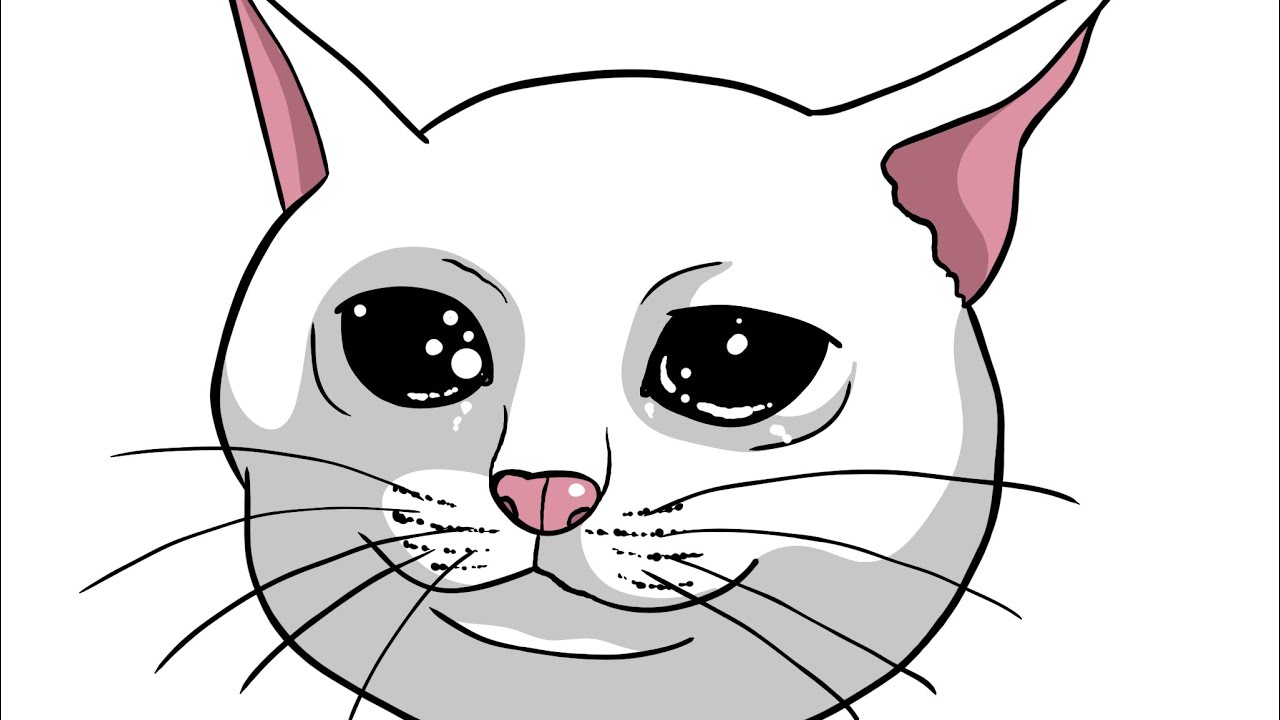 How to Draw CRYING CAT MEME - YouTube