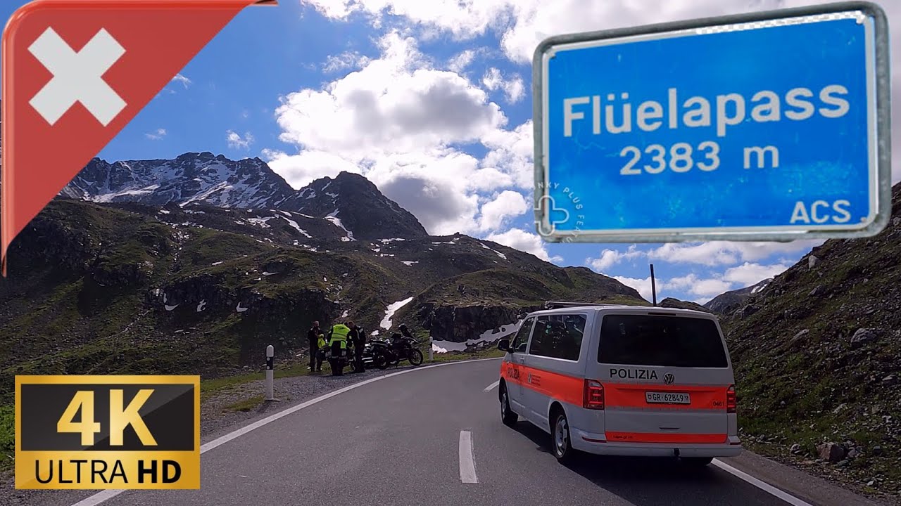 DRIVING FLÜELAPASS, DAVOS, Canton of the Grisons, Graubünden, SWITZERLAND I 4K 60fps