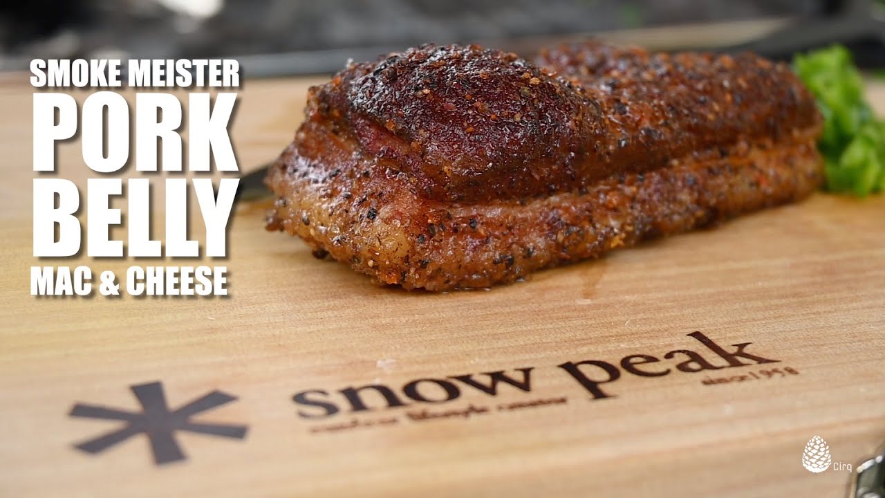 Campfire Recipes:  Smoked Pork Belly Mac & Cheese on the Snow Peak Smoke Meister & Takibi Firepit.