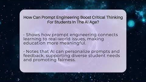 How Can Prompt Engineering Boost Critical Thinking For Students In The AI Age?