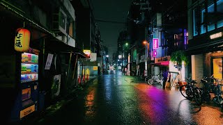 4K ASMR 2am Night Heavy Rain Walk in Osaka Japan | Relaxing Rain Ambience Sounds Sleep Study