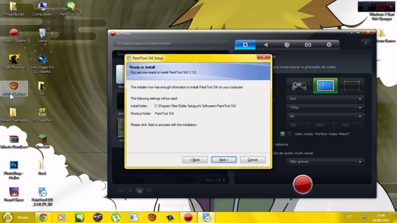 Como Baixar o Paint Tool Sai em Portugues BR Minato Namikaze YouTube