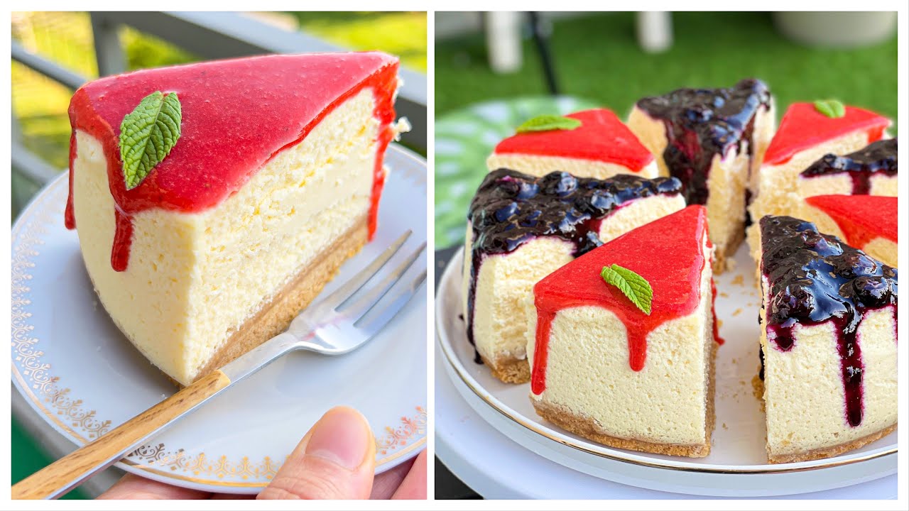 التشيز كايك النيويوركية لازم تجربها و لو مرة بحياتك 🍰🎂😍🍓🫐 New York cheesecake