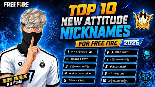 Top 10 New Attitude Nicknames For Free Fire 2026 || Best Unique English Names screenshot 1