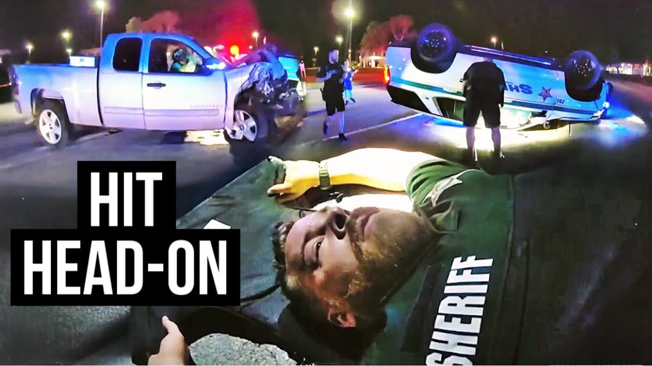 Drunk Driver Hits Deputy Head On Outside Sheriff's Office - YouTube