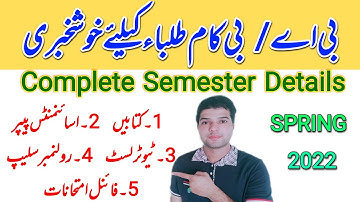 Aiou Complete Semester Details For BA\BCOM Program Spring 2022 | Aiou Good News For BA,BCOM student