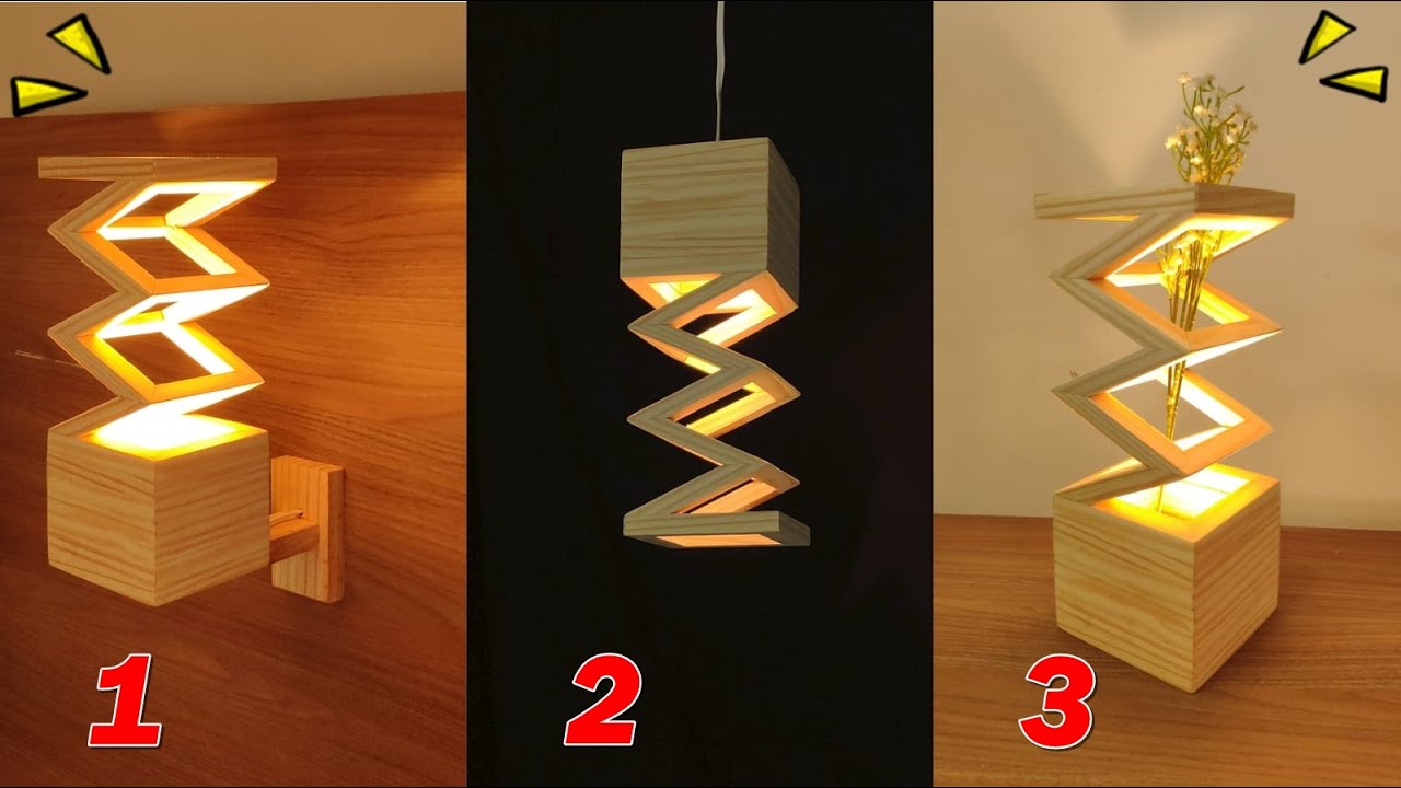É Fazer e Vender, Luminária  de madeira versátil,  . #PINUS/ DIY - 3 in 1 wooden lighting fixture