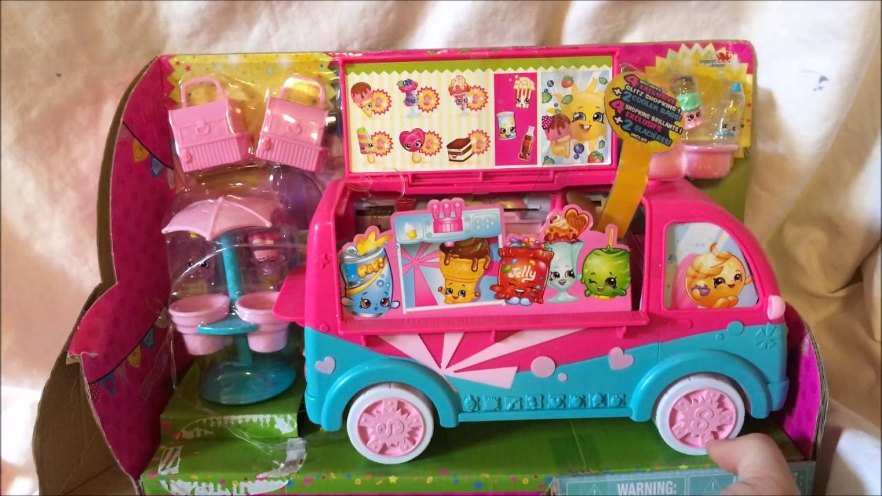 Season 3 Shopkins Unboxing Ice Cream Truck Food Fair Van Review Toy Video