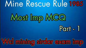 WCL Important MCQl / mining sirdar exam/ Wcl important question// mining exam ncl secl ecl CIL