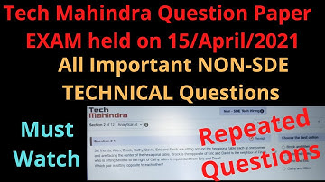 Repeated Questions| Important Tech Mahindra Non-SDE Technical Questions | Exam held on 15-April-2021