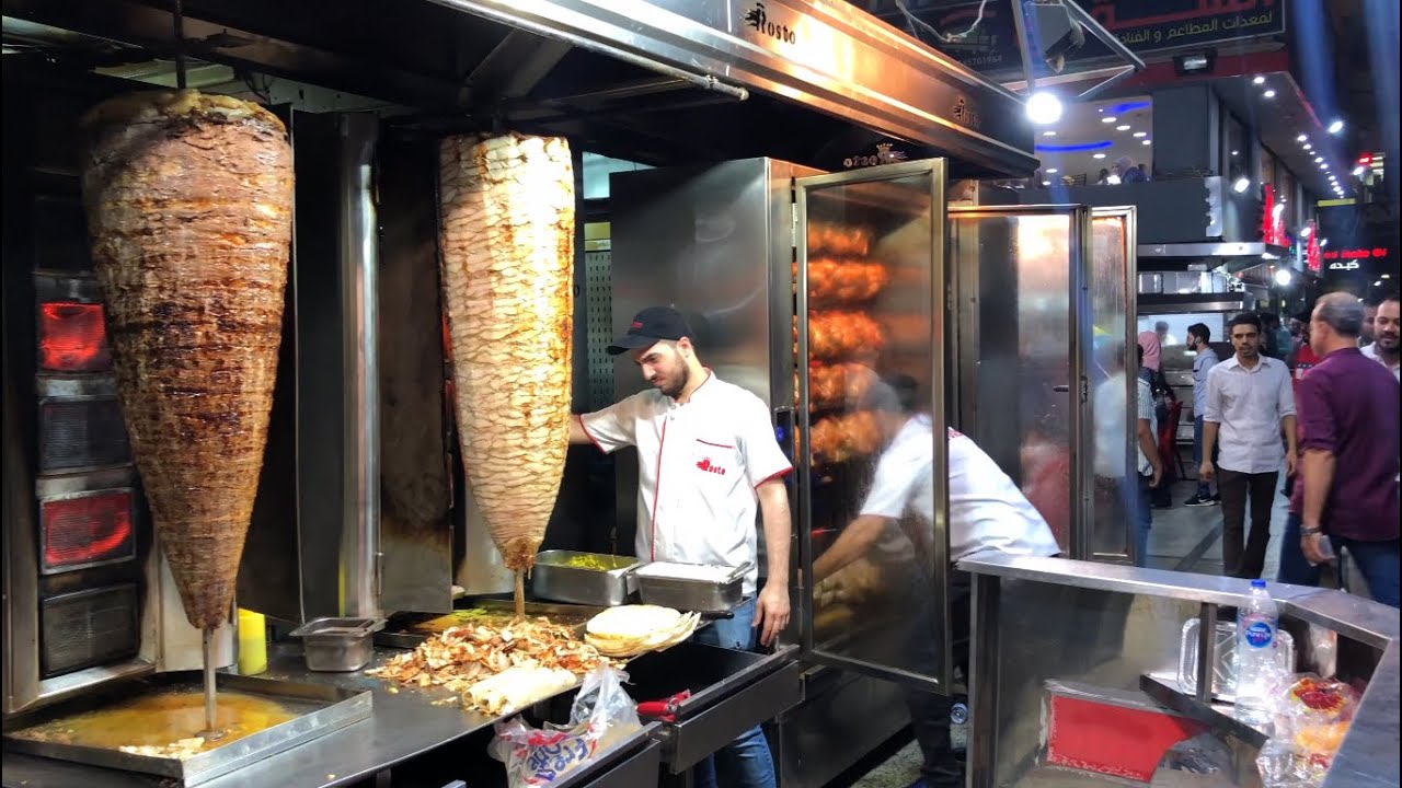 Syrian Shawarma on Coal & Grilled Whole Chicken in Egypt YouTube