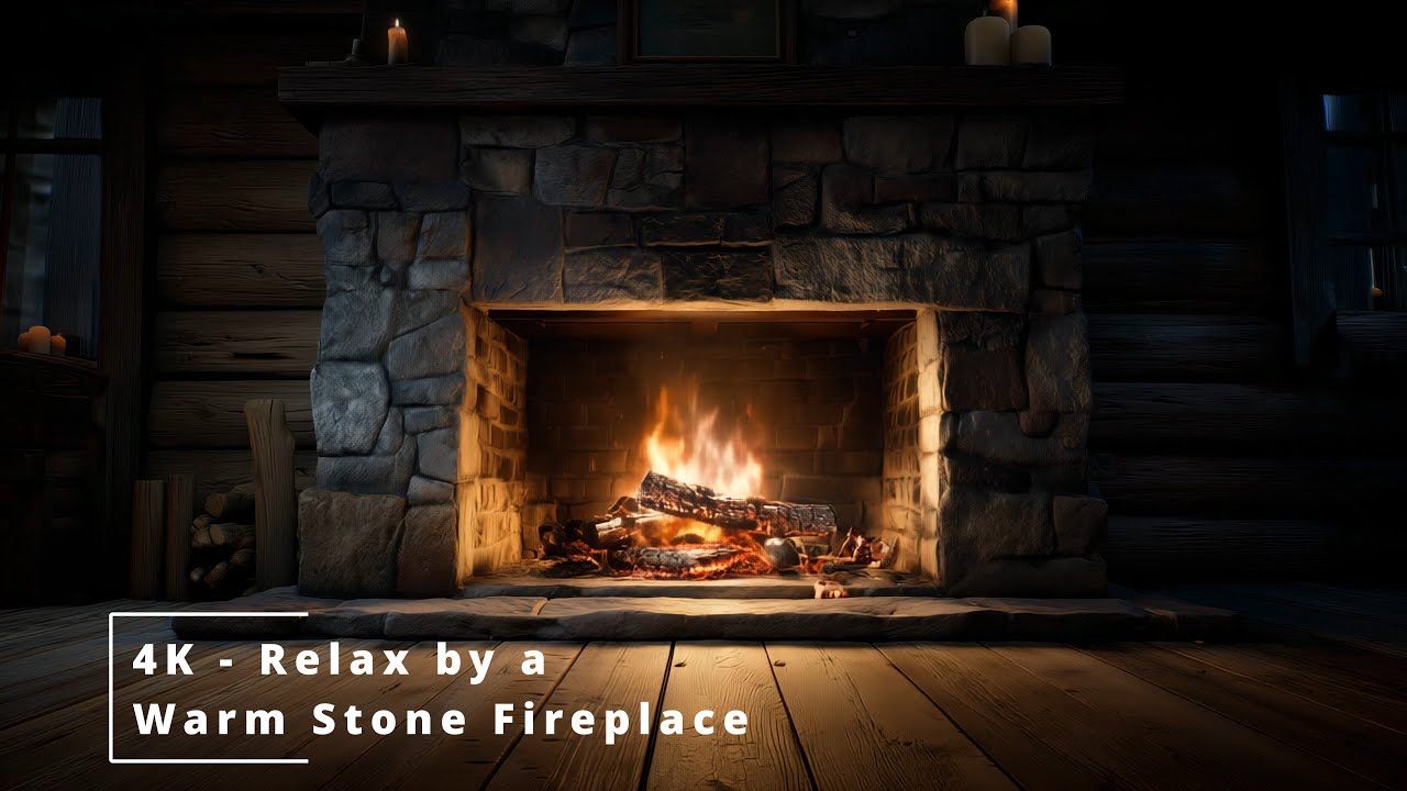 Relax by a Warm Stone Fireplace 🔥 | 3 Hours of Crackling Fire in 4K for Deep Sleep & Focus