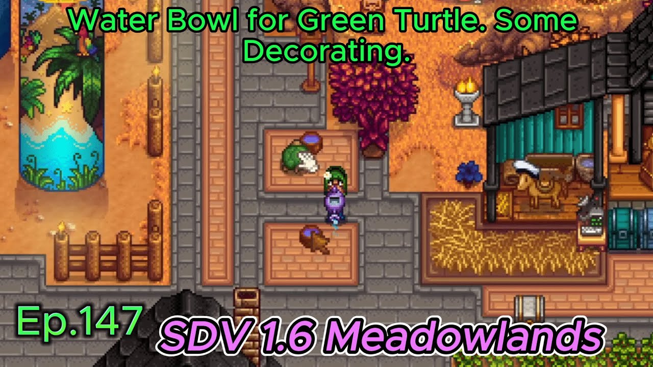 Stardew Valley Meadowlands Farm Ep147 Water Bowl for Green Turtle