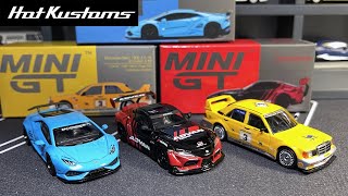 NEW MINI GT HKS ADVAN GR Supra, LBWK Huracan And Camel Racing Team Mercedes Benz 190E