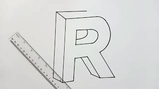 How to draw letter R in 3D easy | Easy Drawing Tutorial Resimi