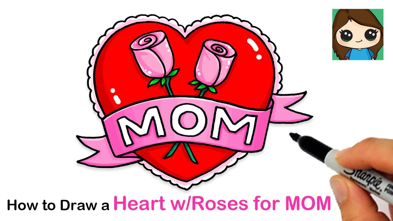 How To Draw A Heart With Roses For Mom Mother S Day Art Youtube