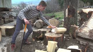 Splitting Massive Chestnut logs with Fiskars x27!