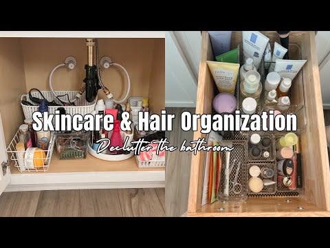 How to Organize Under Bathroom Sink Organization & DECLUTTER Hair Products  & Skincare 