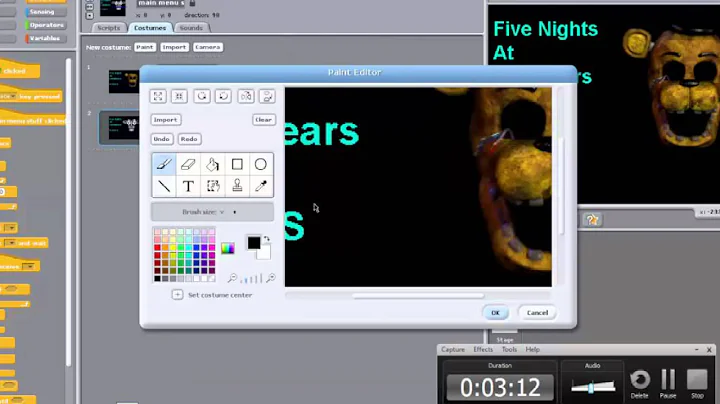 How to make a fnaf game on Scratch 1.4 part 1 title screen