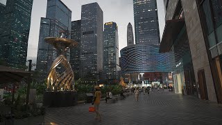 [4K HDR] Walking in downtown Shenzhen from evening to dark