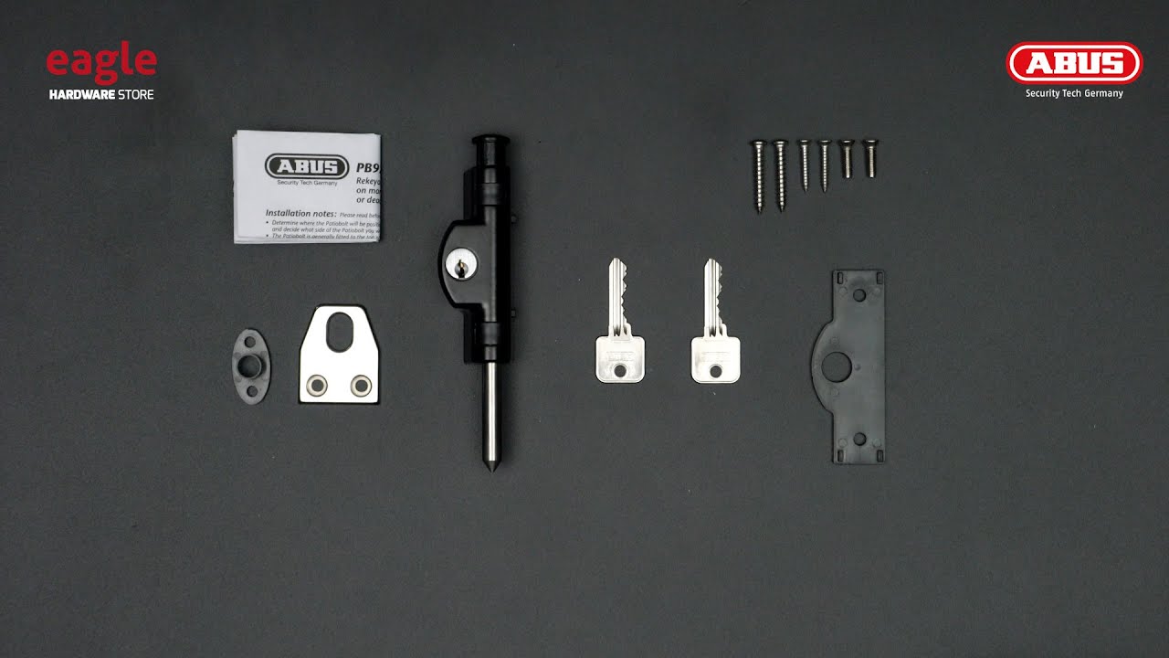 [146] ABUS PB92 #37 Patio Door Bolt, Sliding or Swing Door Lock Black (EAGLE)