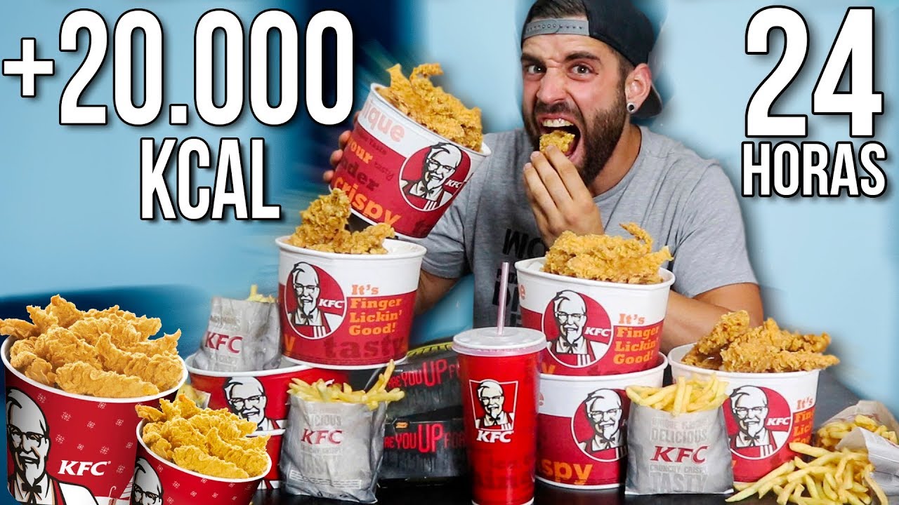 24 HORAS COMIENDO KFC | +20.000 KCAL EN UN DIA - YouTube