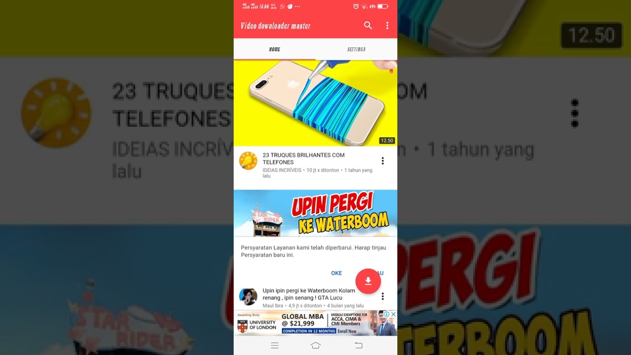 aplikasi download video youtube di android // downloade master - YouTube