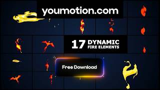 Free Dynamic Fire Elements - 17 Hand-Drawn 2D Flames for AI Video (Ae)