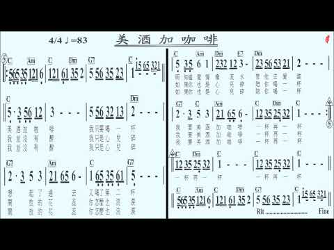 036美酒加咖啡Eb(導音)-伴奏,簡譜卡拉OK(kalaoke)音樂譜