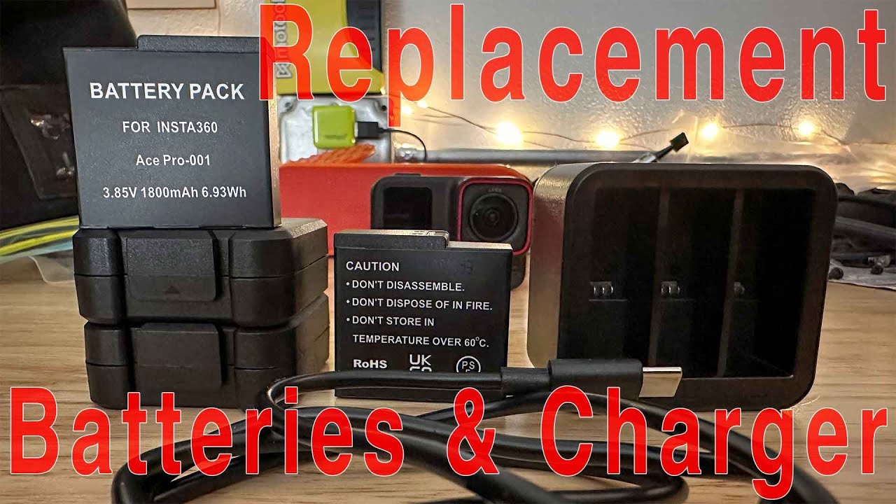 Batterytec Kit Batterie + Chargeur Double Pour Insta360 One R – 1200 MAh + Chargeur LCD Rapide 2 Slots, Micro USB/Type-C, Autonomie Étendue