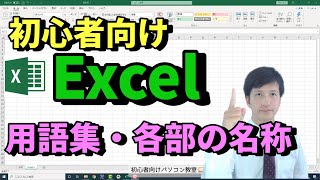 【Excel講座】エクセルの用語集、画面構成と各部の名称 | セル | リボン | タブ | 数式バー |  拡大 | シート | 行番号 | 列番号 | 名前ボックス | タイトルバー