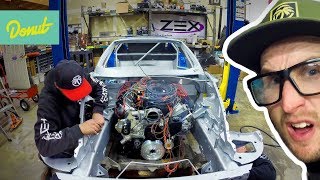 Drift Corvette -Picking Up The Chassis and Mounting the Powertrain | Field Prep Ep14 | Donut Media