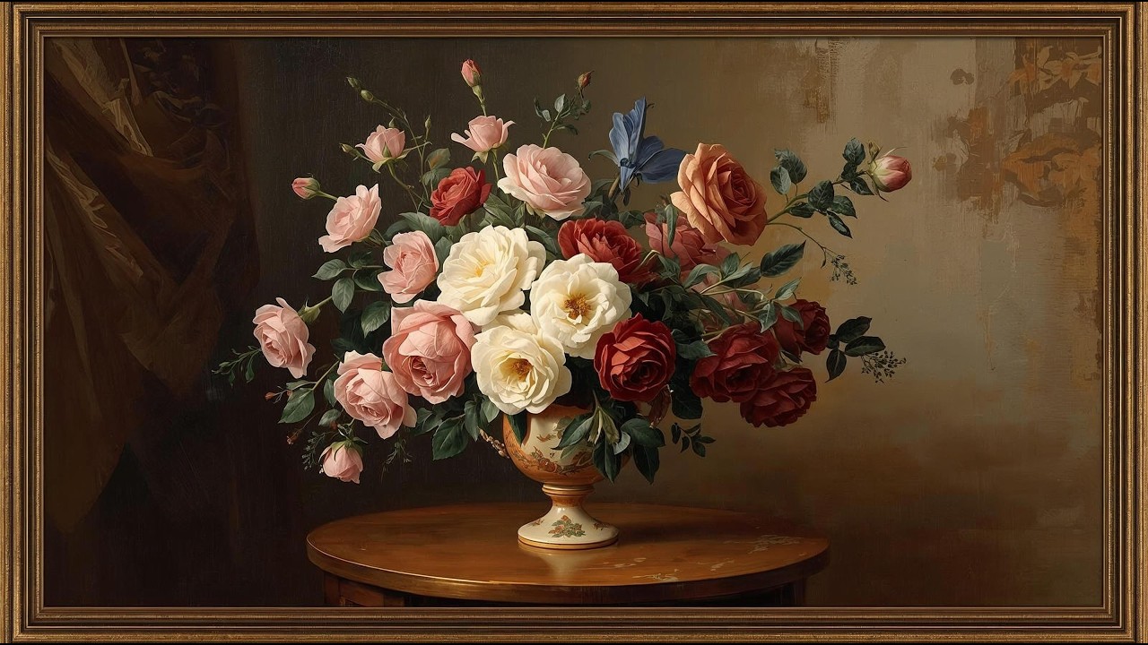 Vintage Valentine Rose Art 🌹 | Romantic Piano Music & Elegant Floral ...