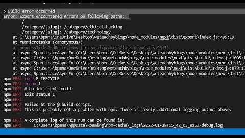build error occurred error export encountered errors on following paths | Bug fixing