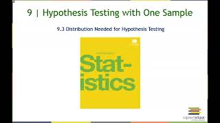 Lesson 9.3 Distribution Needed for Hypothesis Testing