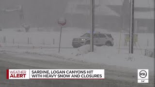 Sardine, Logan canyons hit with heavy snow and closures
