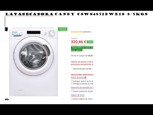 Lavasecadora CSWS4852DWE1S 8/5kgs lavadora - YouTube