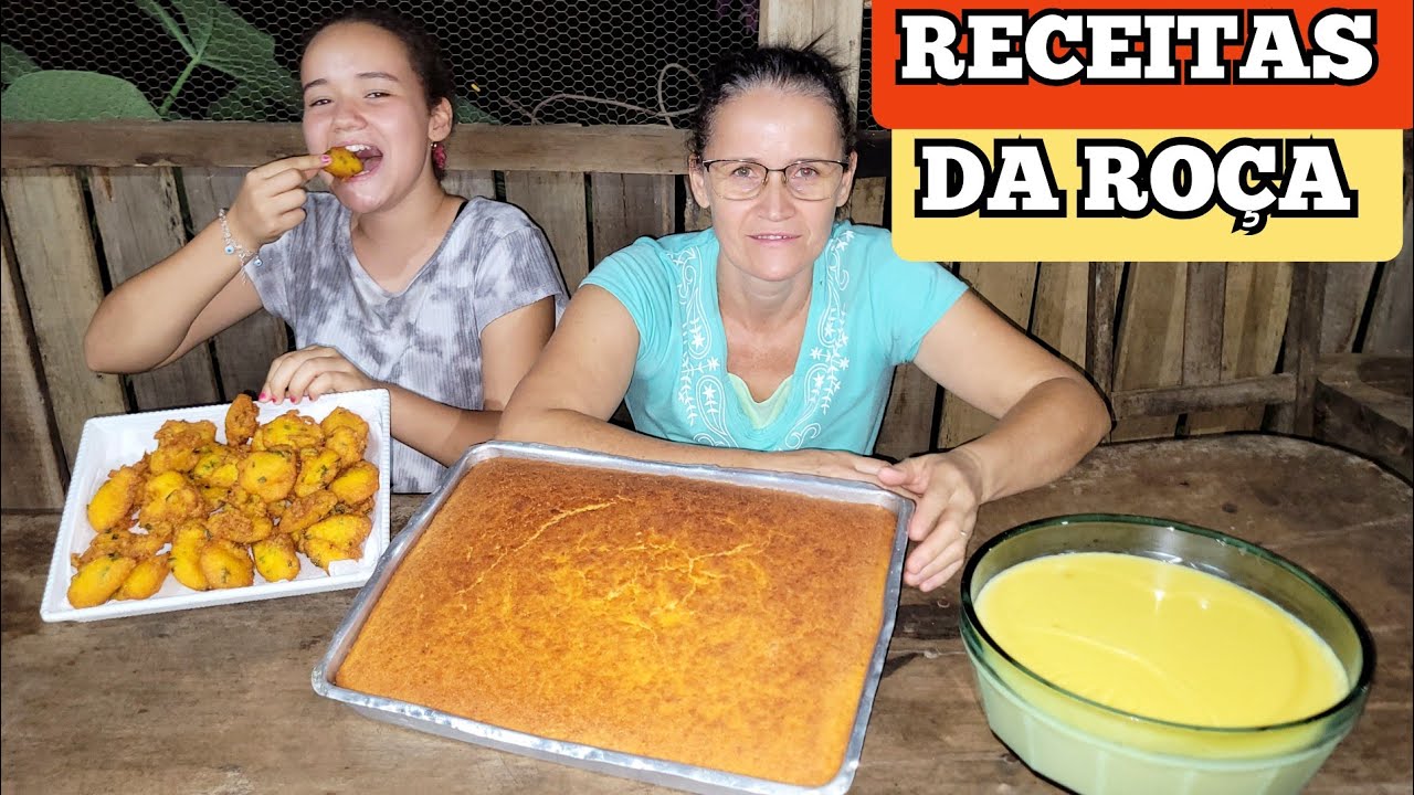 RECEITAS DA ROÇA+BOLINHO DE MILHO🌽FRITO+MINGAL+BOLO ASSADO DOCE😋 ...