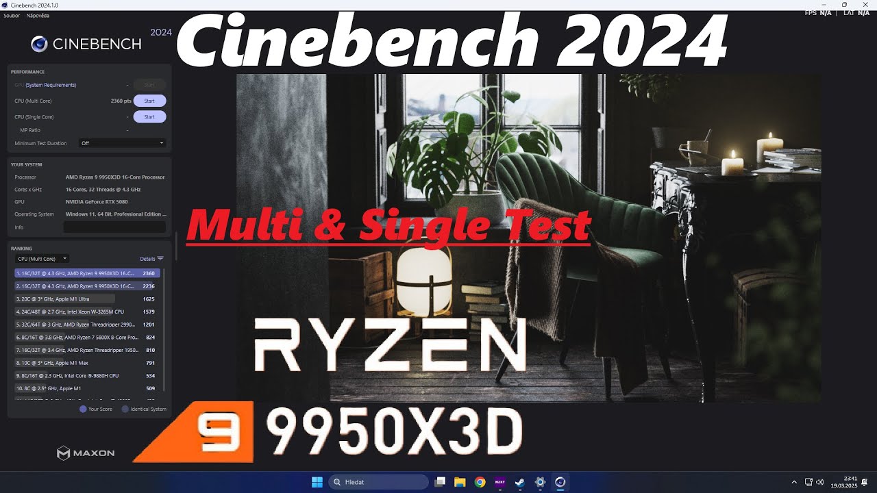 AMD Ryzen 9 9950X3D CINEBENCH 2024 (Multi&Single TEST) - YouTube