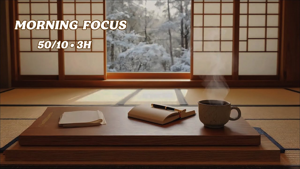 ADHD Deep Focus Music (Pomodoro 50/10) – Winter Morning Desk Light | No Distractions (3H)