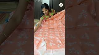 Summer Cotton Saree 🌸 Block Print Look with Blouse | Effortless Style #Shorts