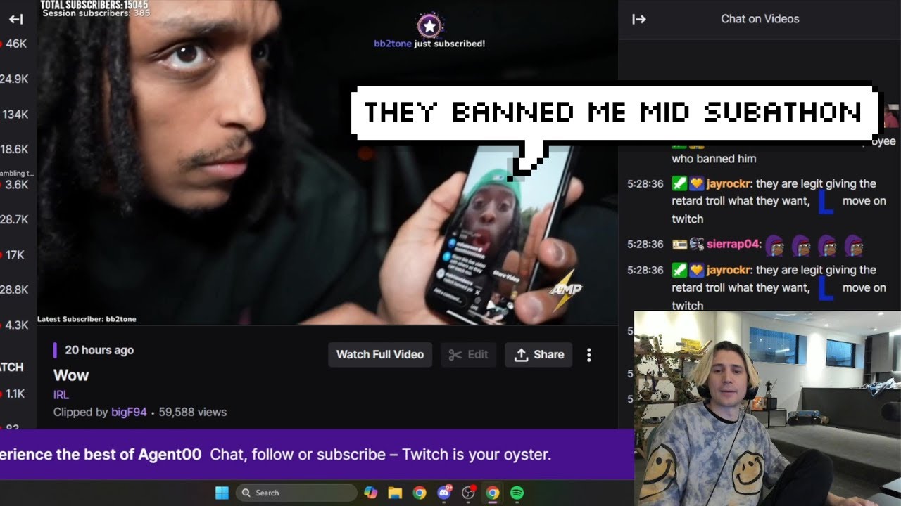 xQc Reacts to Kai Cenat Banned during Subathon - YouTube