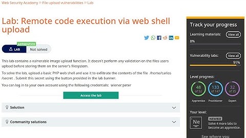 Web Security Academy | File Upload | 1 - Remote Code Execution Via Web Shell Upload