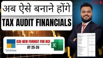 Prepare Tax Audit Financials in Excel from Tally | ICAI’s New NCE Format FY 24-25
