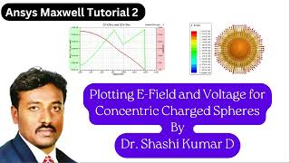 Ansys Maxwell Tutorial: Electric field  and Voltage vs. distance of concentric  charged spheres