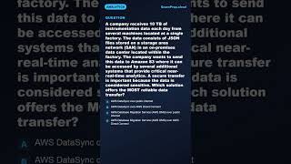 A company receives 10 TB of instrumentation data each day from several... | AWS SAA-C03 #Shorts